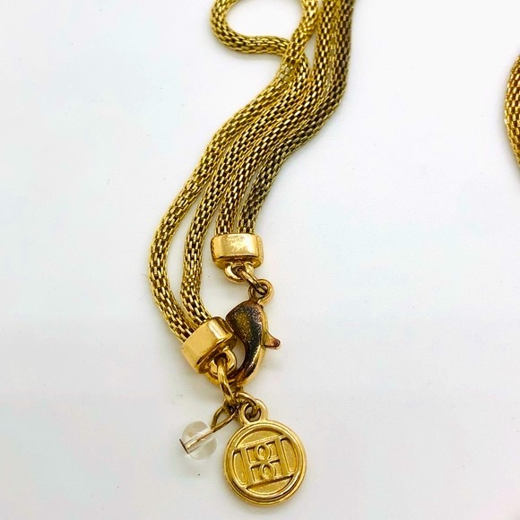 Vintage Gold Mesh Double Pendant Necklace - Picture 3 of 10